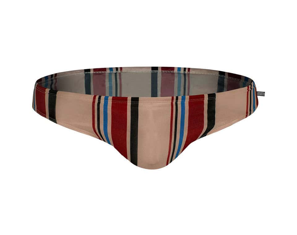 Men's Aquatic Rhythms Striped Swim Briefs - YK019 - YDressup