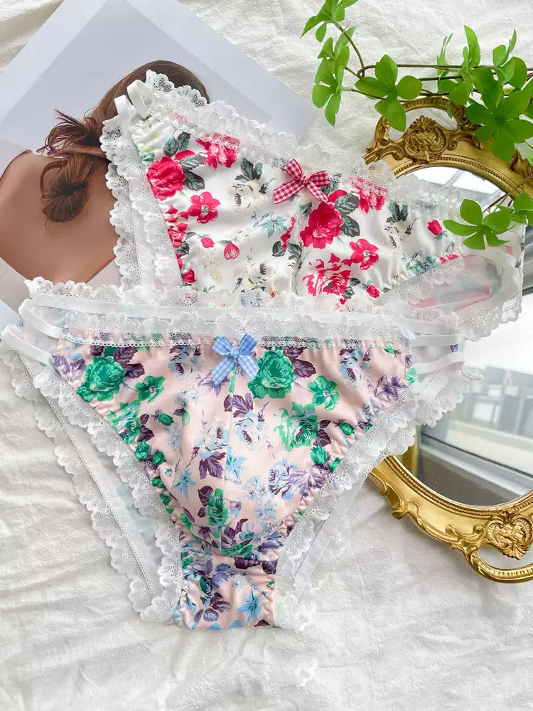 Fancy Floral Satin Lace Men's Panties - FU016