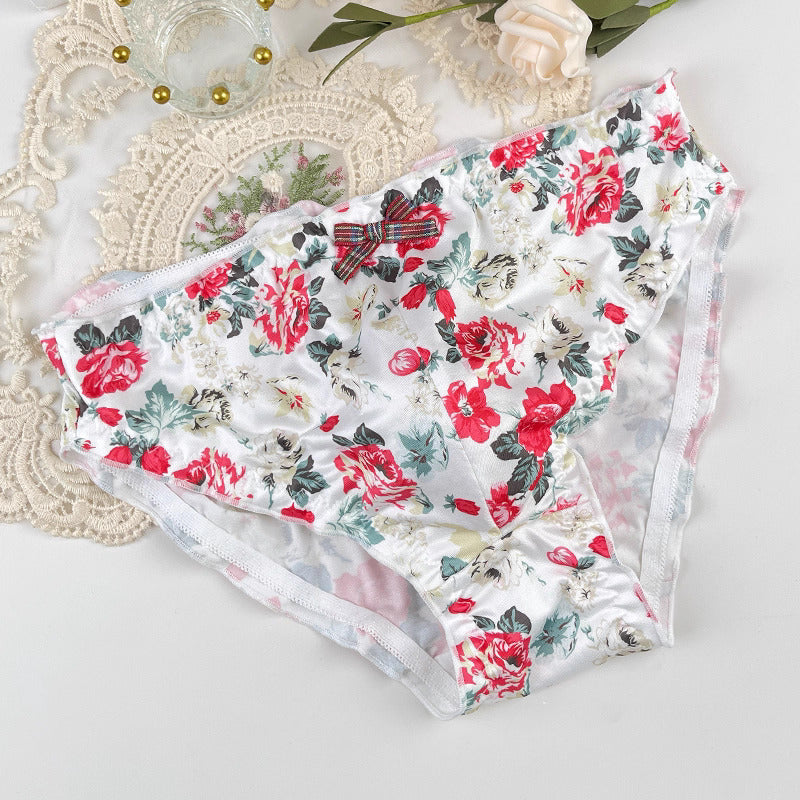 Fancy Floral Satin Lace Men's Panties - FU016