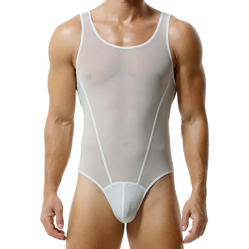 Men's Mesh Solid Color Fitness Bodysuit - LTY021 - YDressup