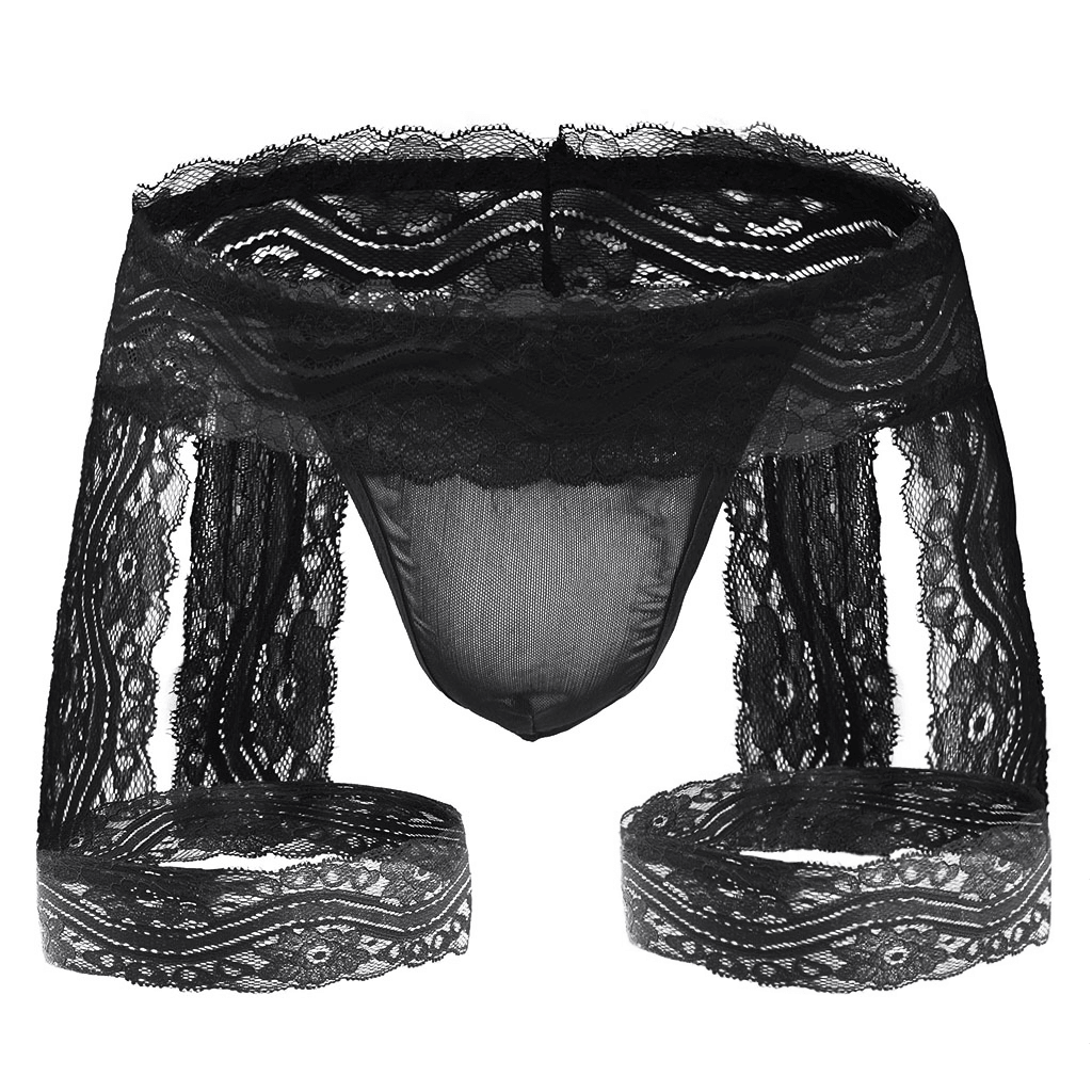 Men’s Sheer Lace Underwear Sexy See-Through Pouch Briefs - HDZ036