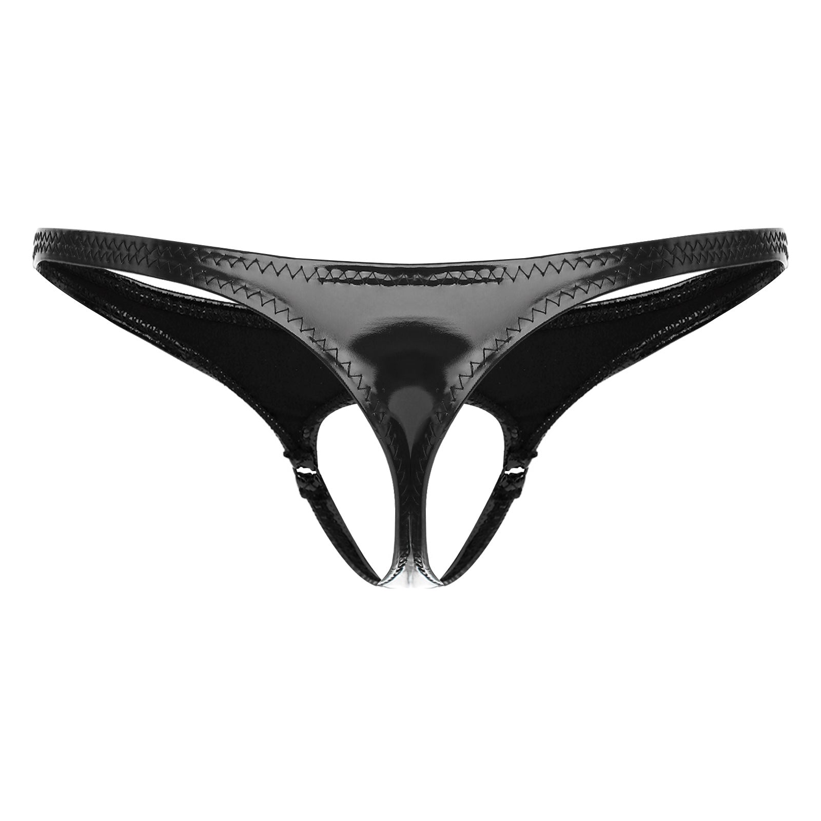 en's Patent Leather Thong with Iron Ring - DZK031 - YDressup
