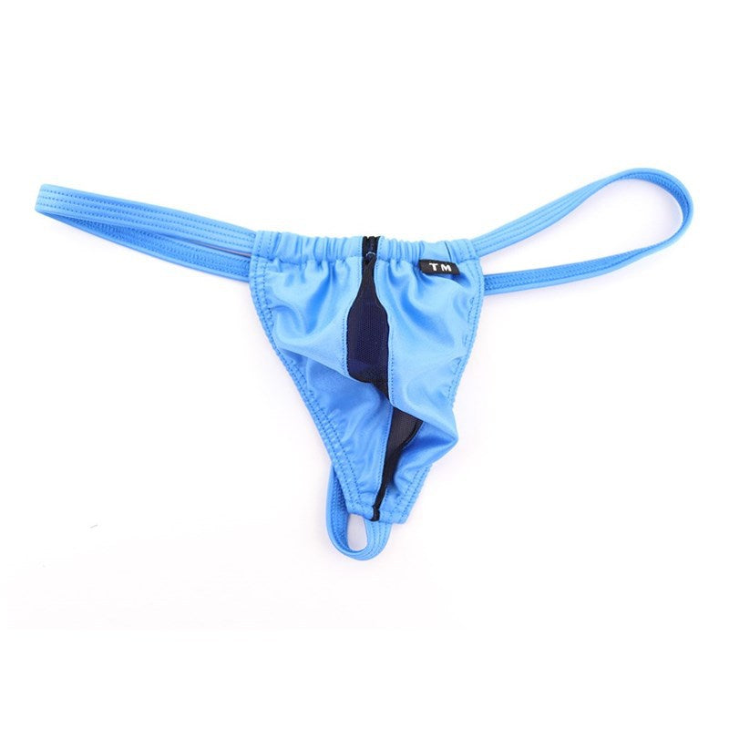 Men's Ice Silk Sheer Thong Underwear Low Rise Mesh G-String - GZK028 - YDressup