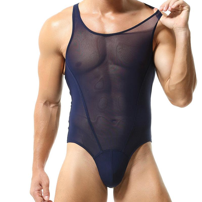 Men's Mesh Solid Color Fitness Bodysuit - LTY021 - YDressup