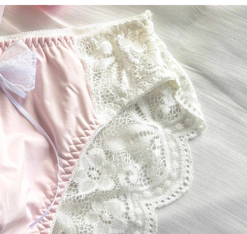 Femboy Lace Bow Triangle Panties with Pouch - FU014