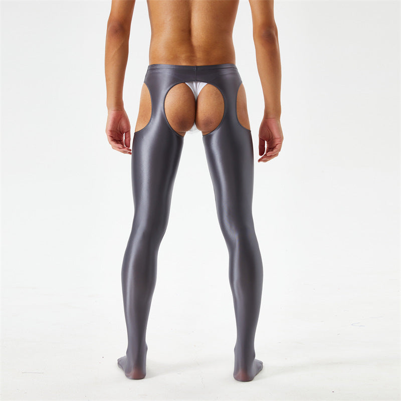 Unisex Glossy Smooth Hollow Out Crotchless Bodystocking Erotic Lingerie - CW001 - YDressup