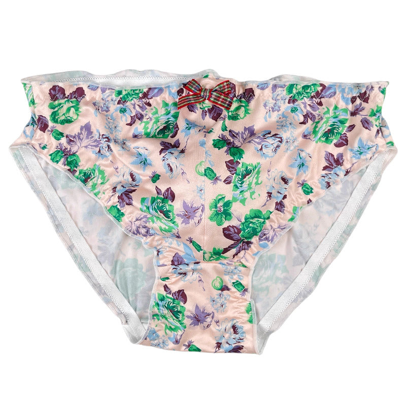 Fancy Floral Satin Lace Men's Panties - FU016