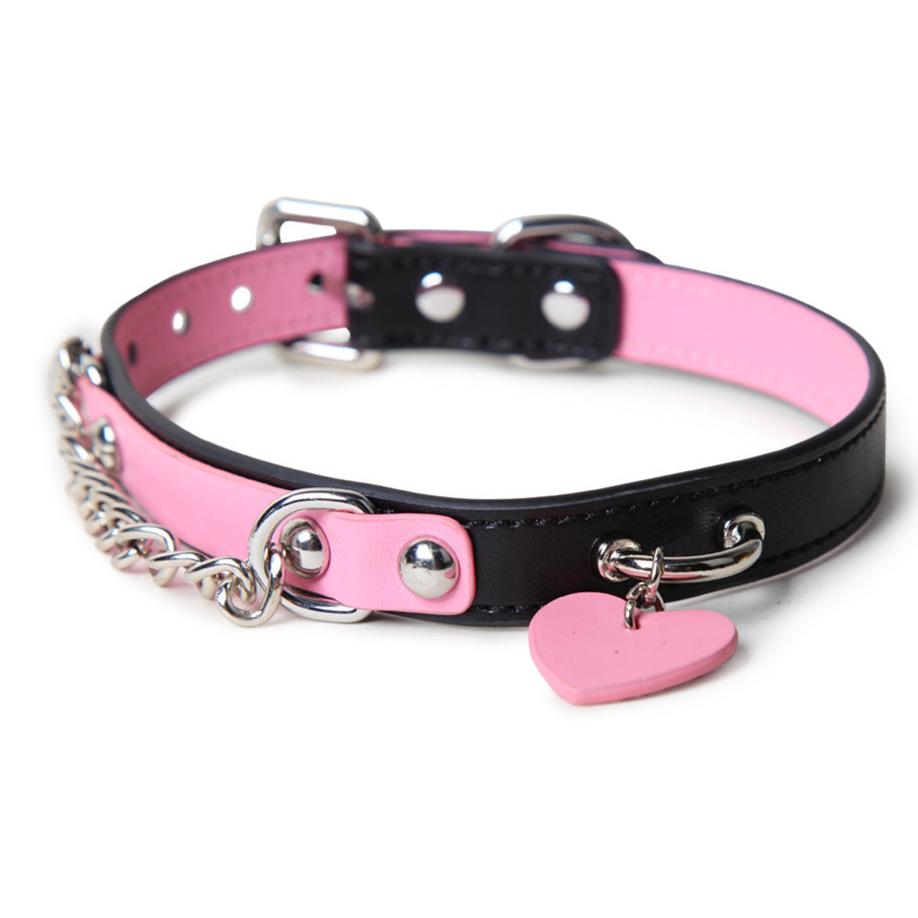 Genuine Leather BDSM Collar with Leash - PJ010