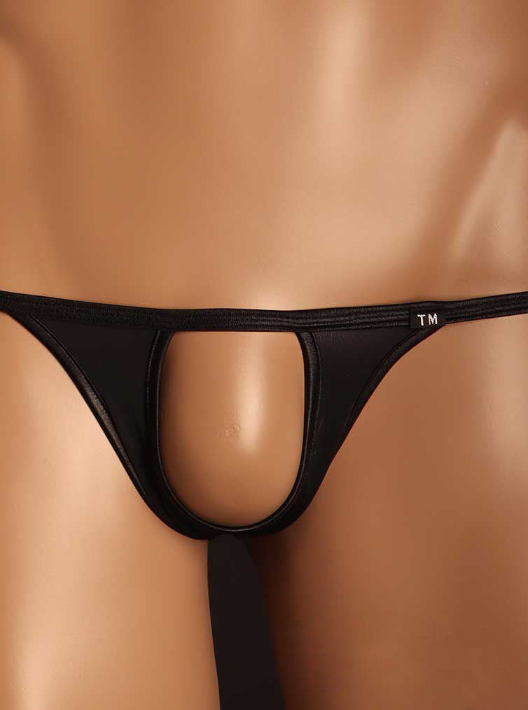 Men's Sexy Tight Ice Silk G-String Thong with Front Cutout - DZK060 - YDressup