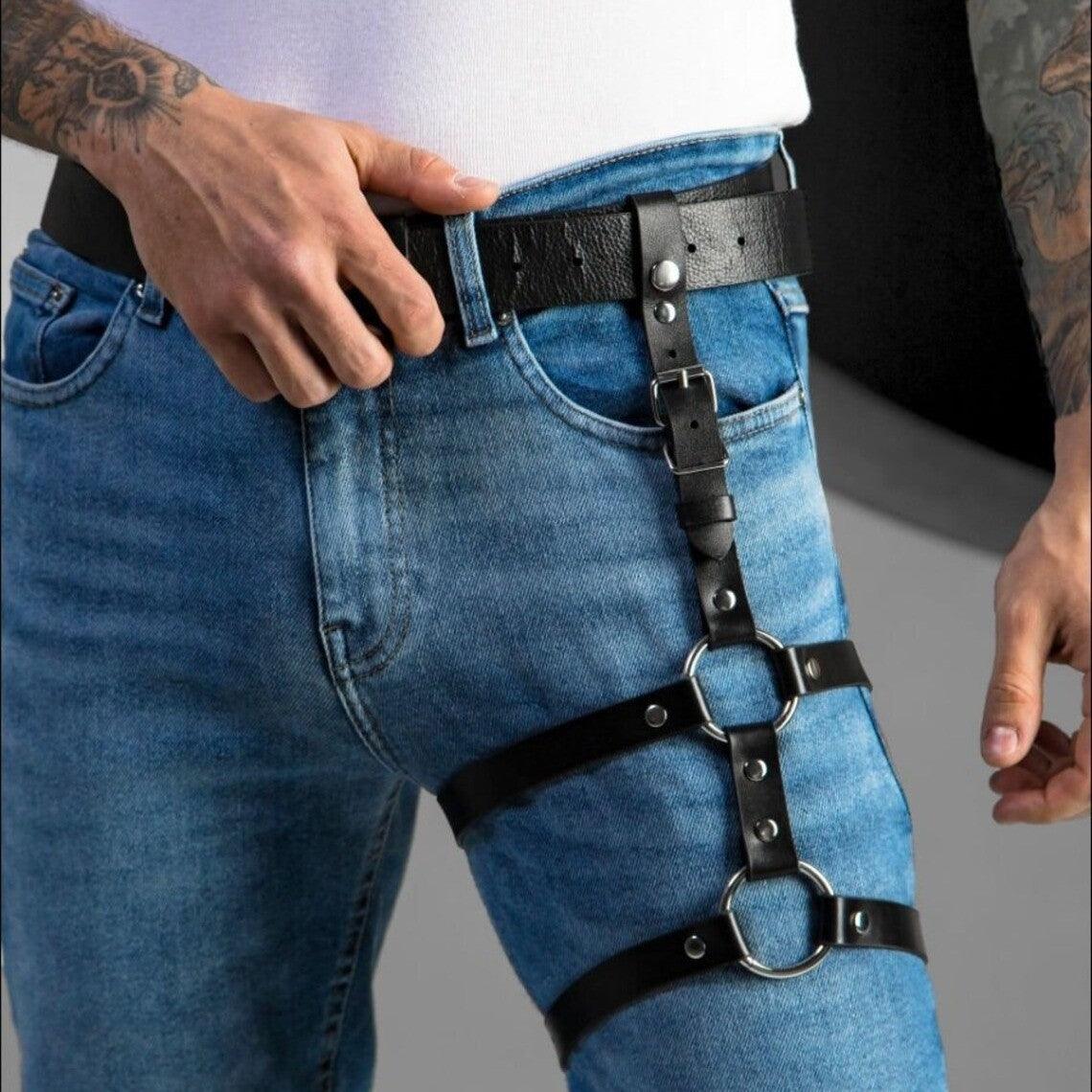 Leather Thigh Leg Garters Belt Harness Punk Body Cage - KB002