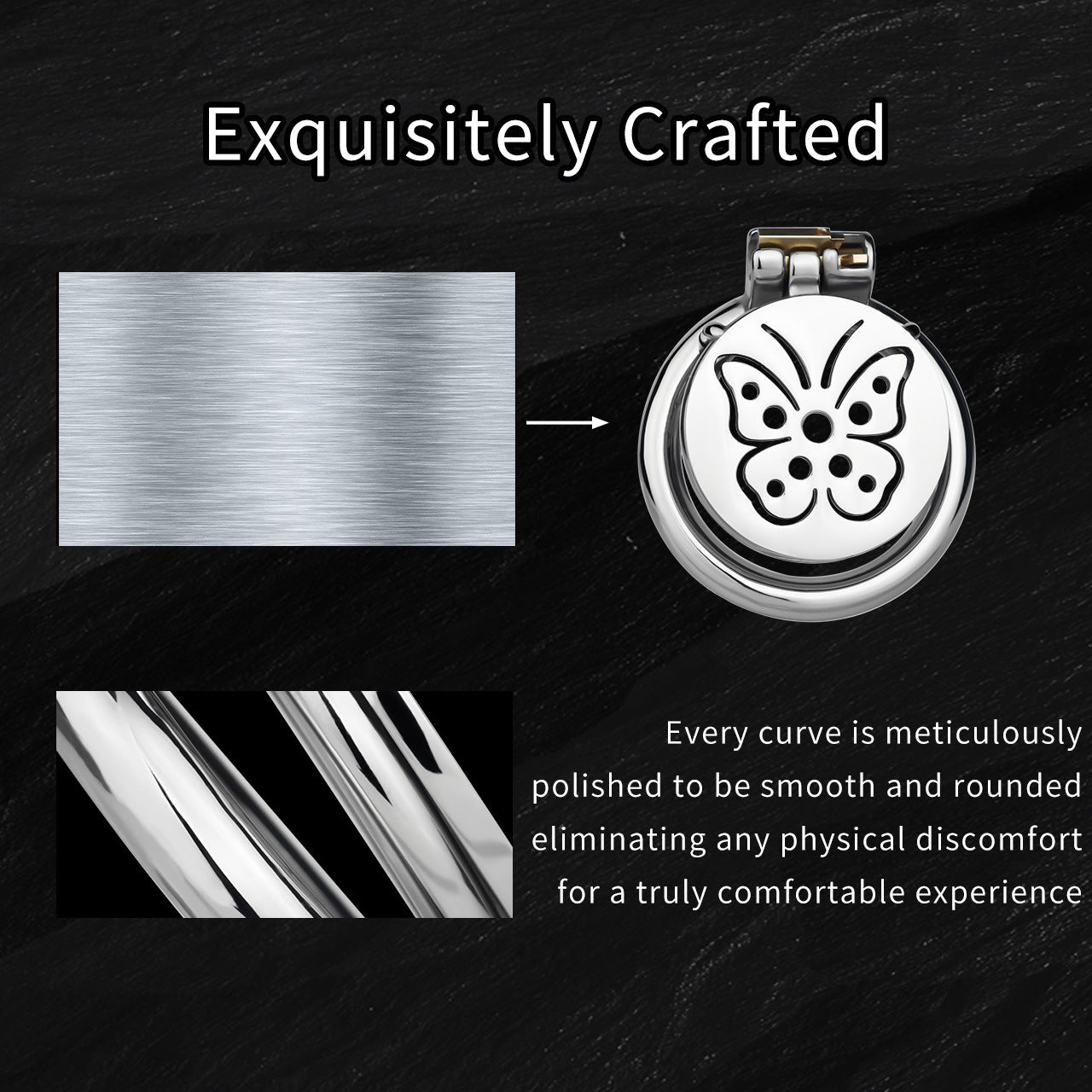 Steel Butterfly Inverted Chastity Cage with Urethral - YJS016