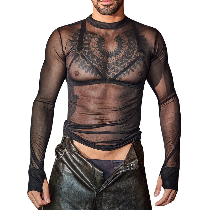 Sexy Sheer Perspective Undershirt for Nightclubs - KB041 - YDressup