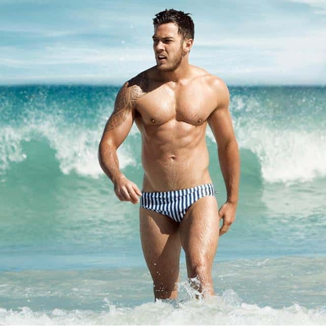 Men's Aquatic Rhythms Striped Swim Briefs - YK019 - YDressup