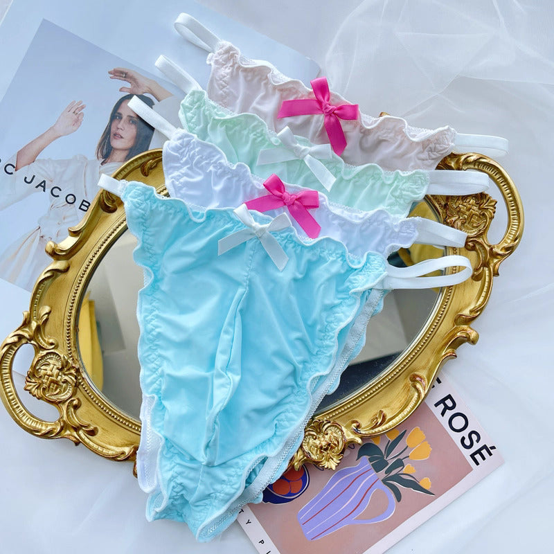 Cute Bow Ice-Silk Femboy Panties - FU002