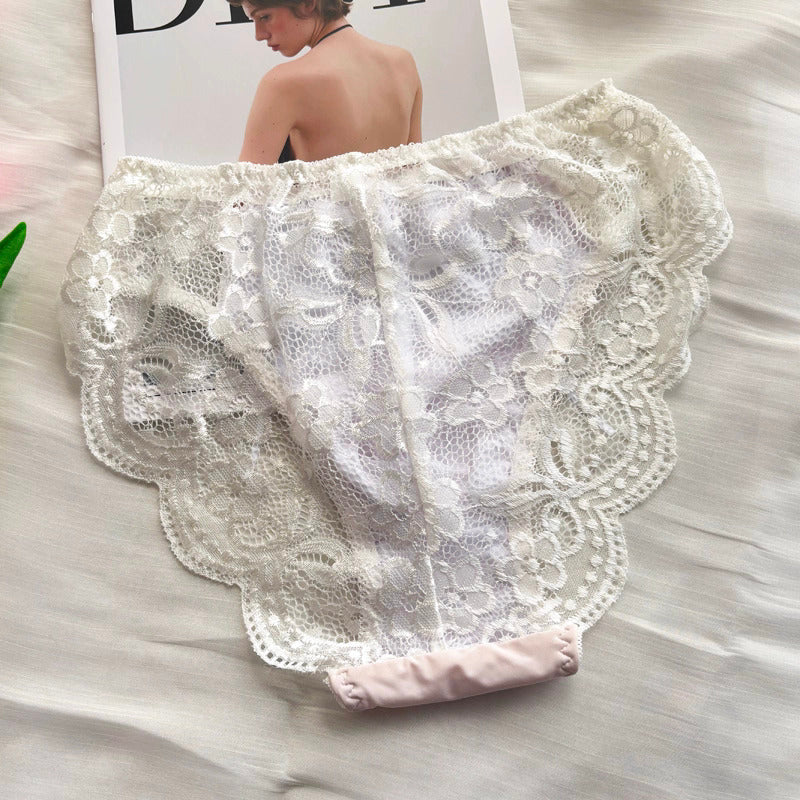 Femboy Lace Bow Triangle Panties with Pouch - FU014