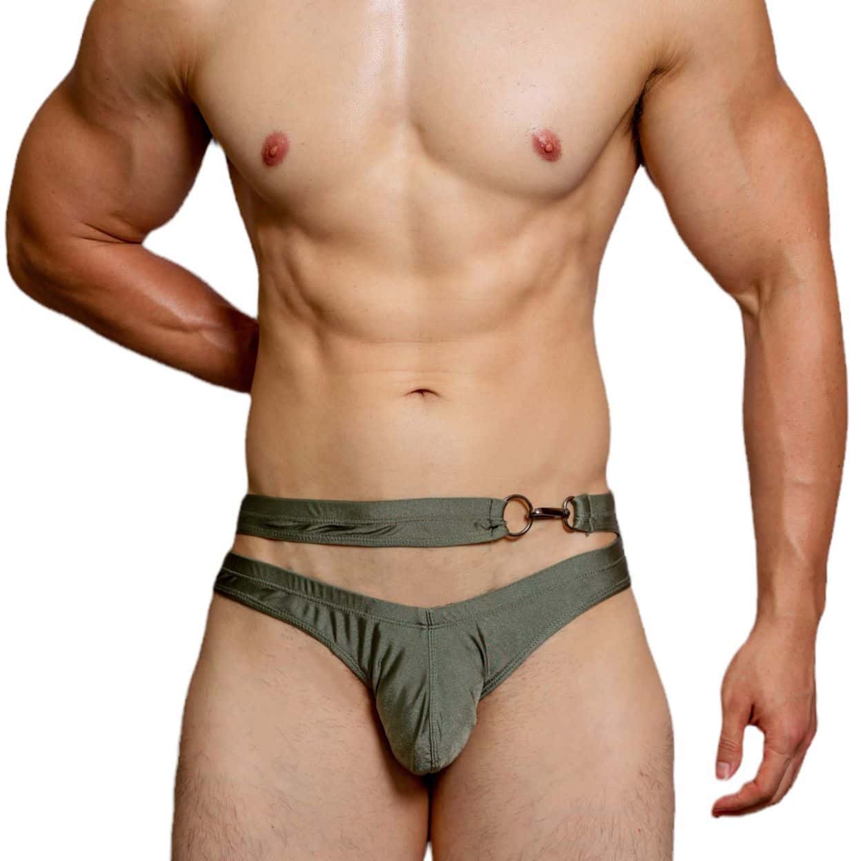 Low Rise Quick Dry Beach Metal Button Swim Briefs - YK033 - YDressup