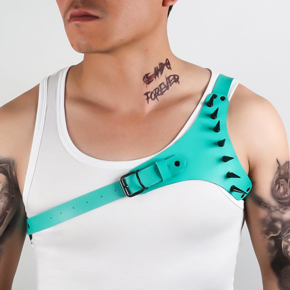Men's Leather Harness Wearing Suit Adjustable Chest Harness - KB001