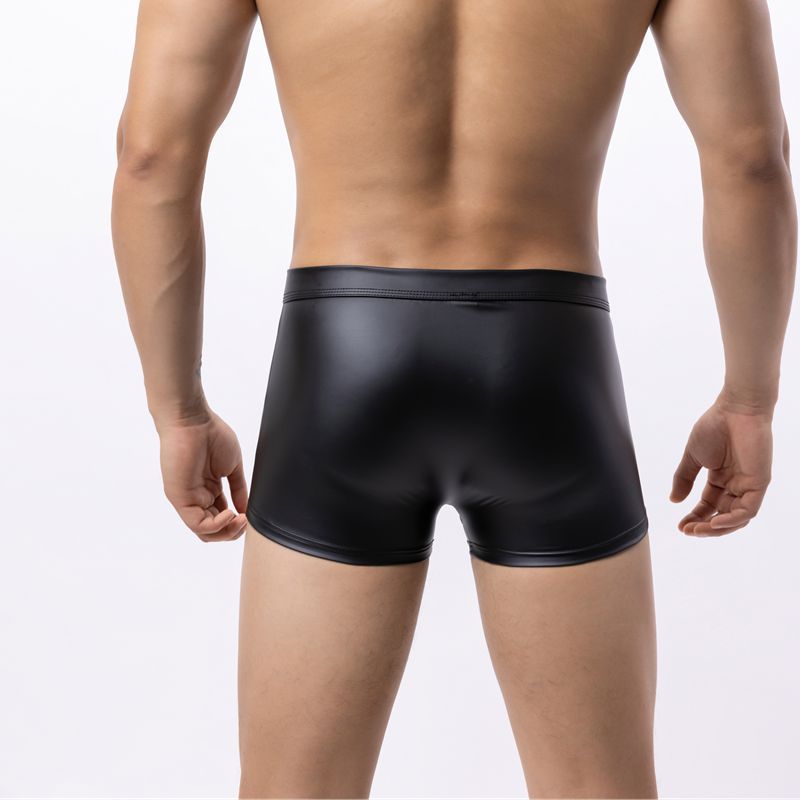 Men's Sexy Patent Leather Boxer Shorts - PJK034 - YDressup