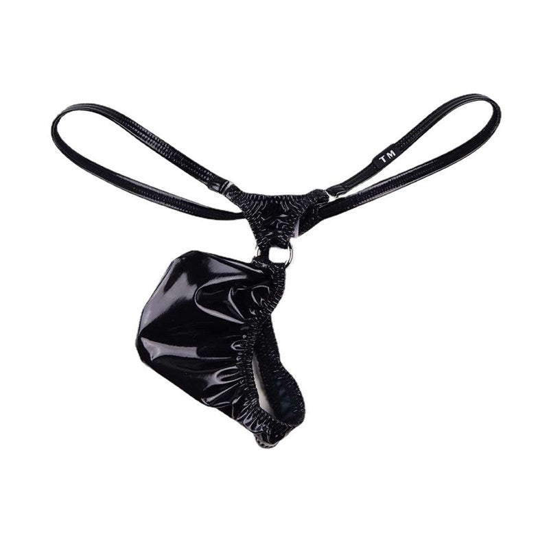 en's Patent Leather Thong with Iron Ring - DZK031 - YDressup