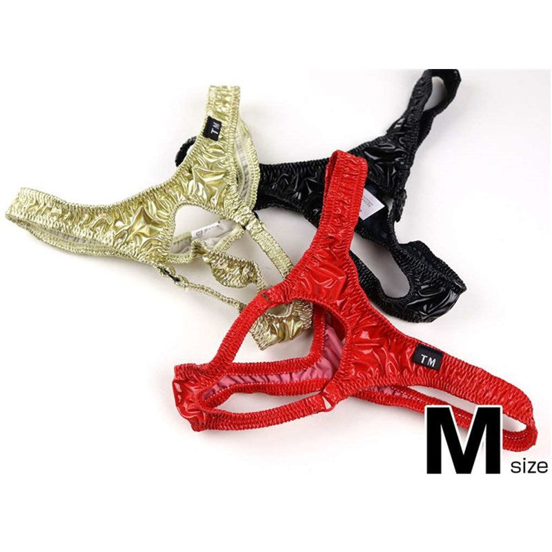 en's Patent Leather Thong with Iron Ring - DZK031 - YDressup