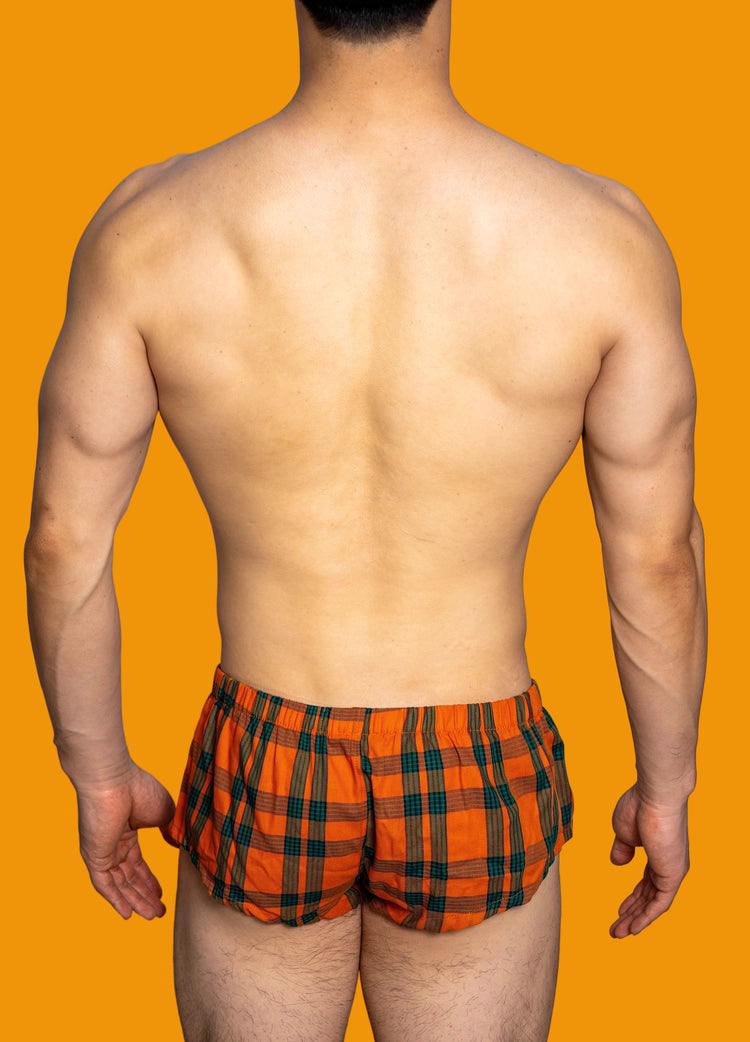 Men's Low-Rise Plaid Simple Home Boxer Briefs - PJK042