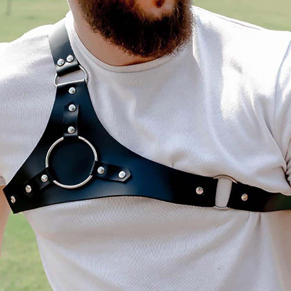Men's Leather Harness Wearing Suit Adjustable Chest Harness - KB001