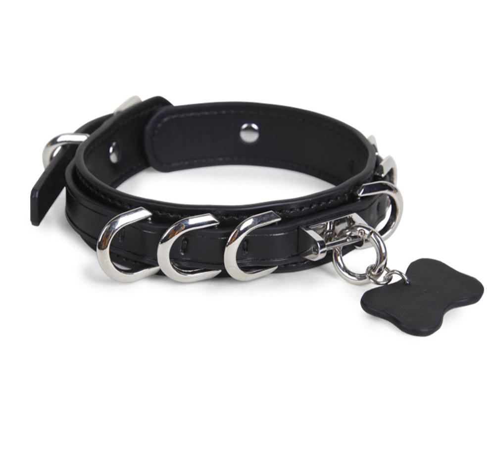 Premium Leather BDSM Collar with Leash - PJ009
