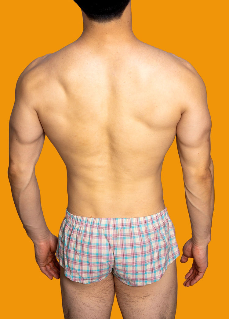 Men's Low-Rise Plaid Simple Home Boxer Briefs - PJK042