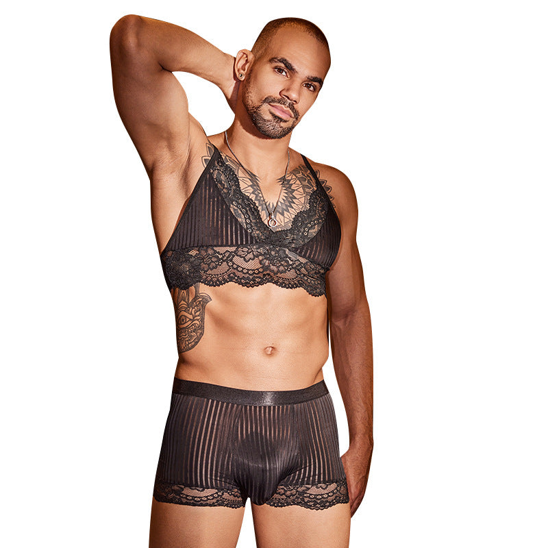Men's Sexy Bow Lace Suit - YNY181