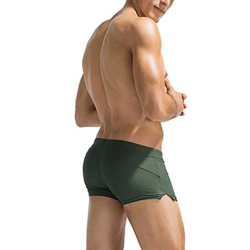 Solid Color Side Zip Swim Shorts - YK008