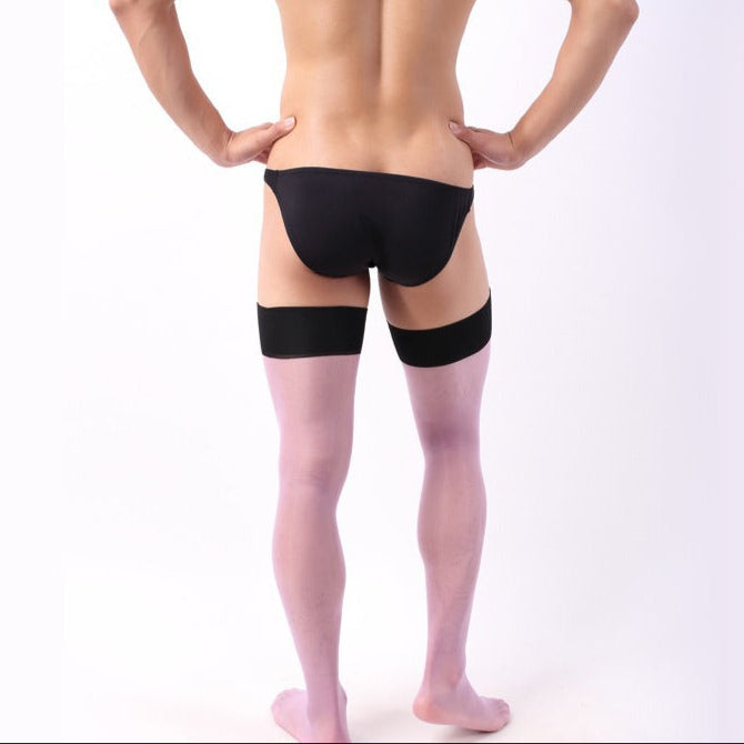 Men's Knee High Oiled Glitter Pantyhose - CW021 - YDressup