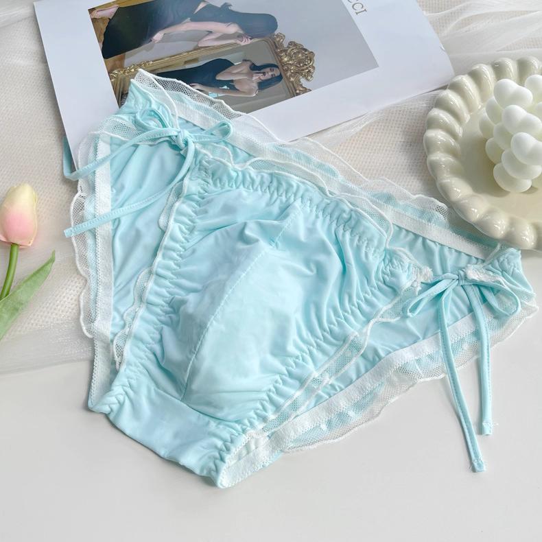 Femboy Satin Side-Tie Panties with Frilly Ruffles - FU004