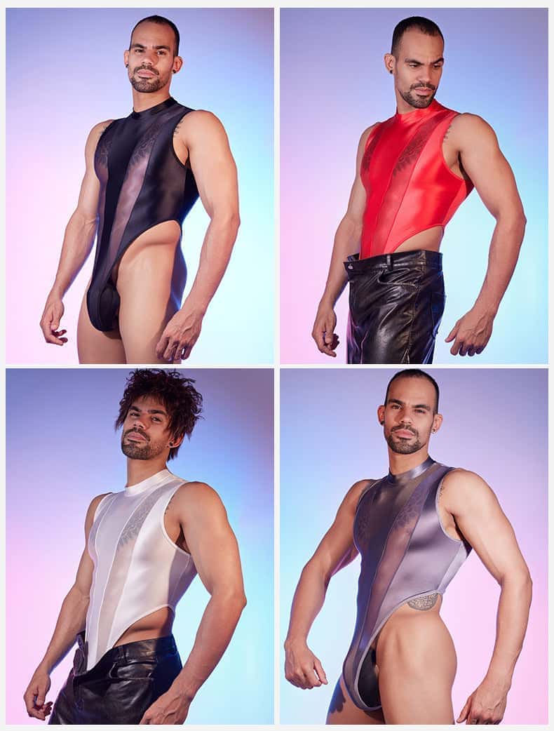 Men's Mesh Solid Color Fitness Bodysuit - LTY033 - YDressup