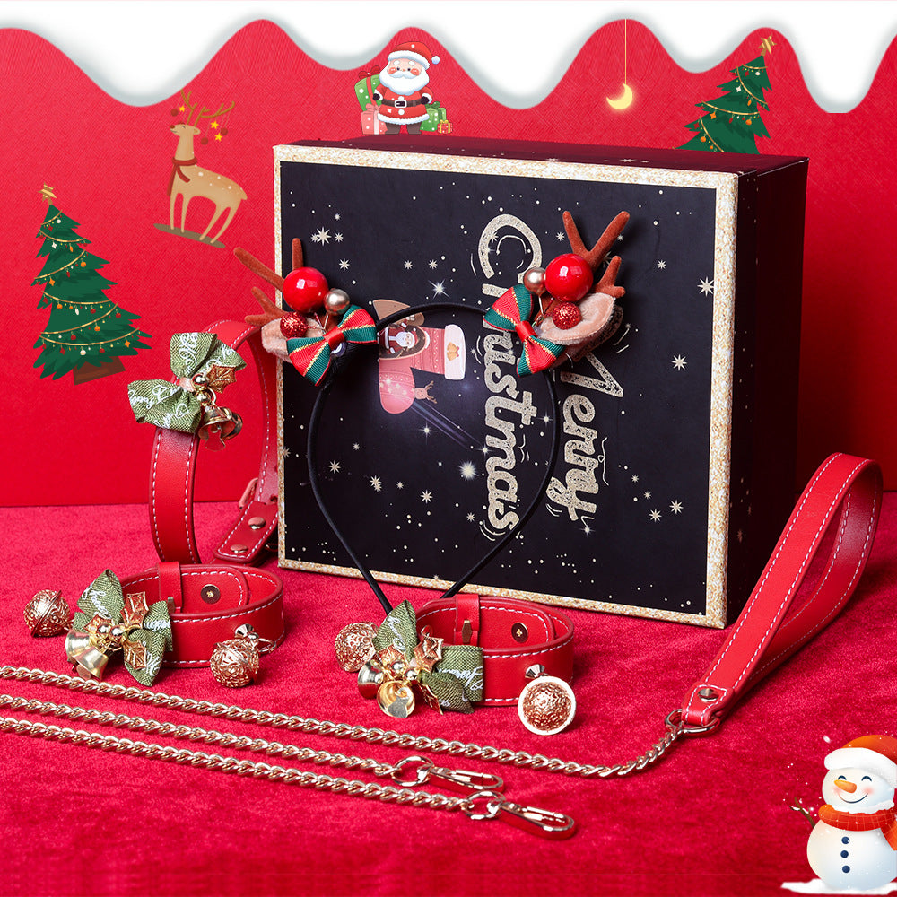 Christmas BDSM Sex Toy Gift Set - Elk Collar, Handcuffs, Bondage Adult Game - KB053 - YDressup