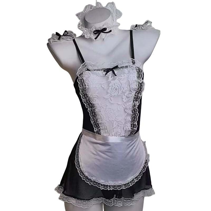 Men's Sexy Mesh Maid Uniform Set - ZF005 - YDressup