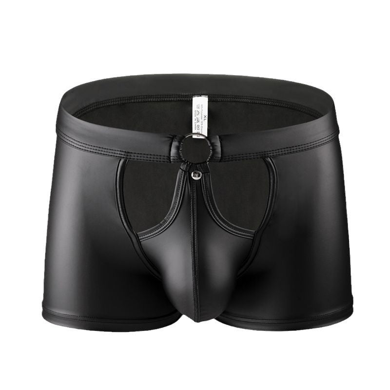 Men's Sexy Patent Leather Boxer Shorts - PJK034 - YDressup