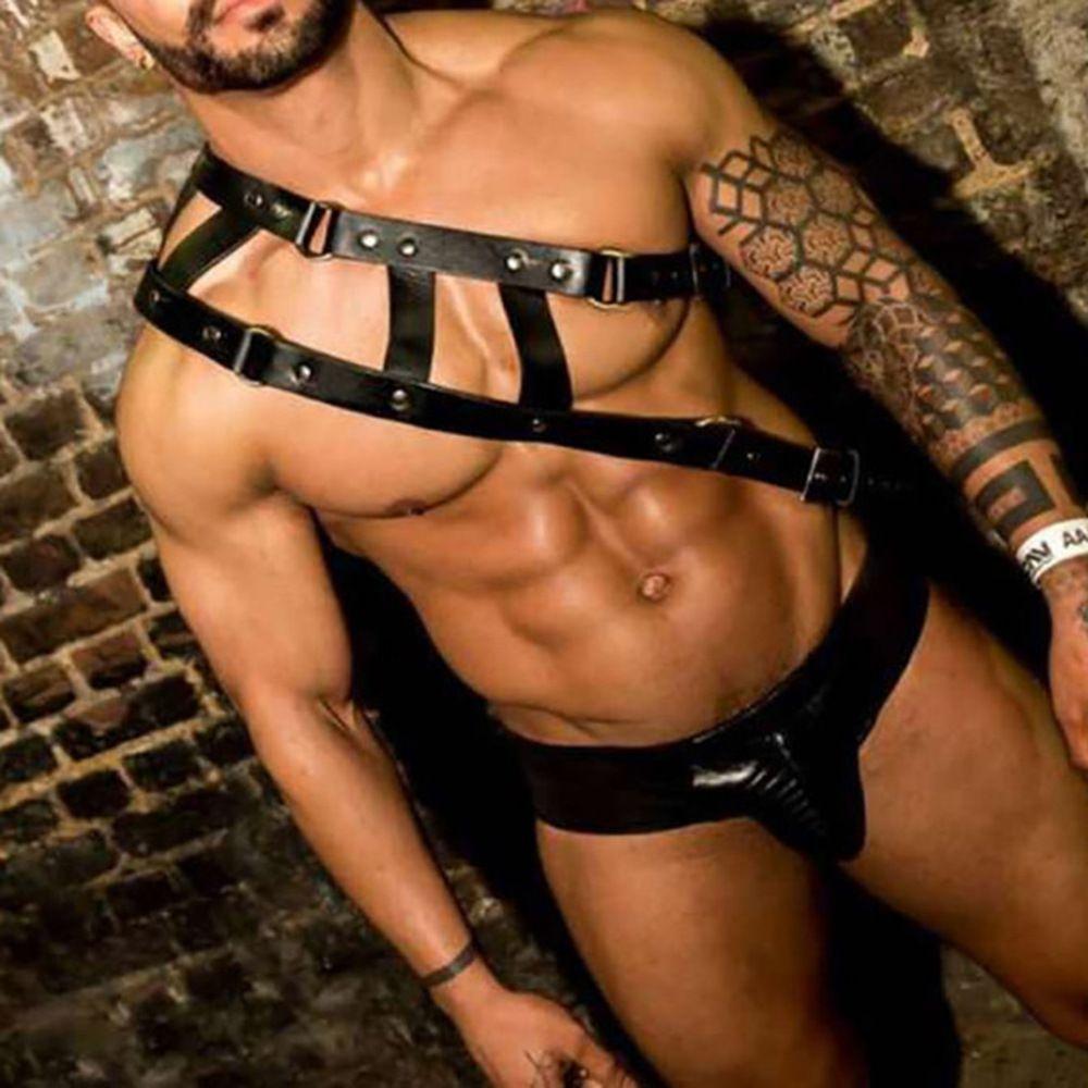 Men's Leather Harness Wearing Suit Adjustable Chest Harness - KB001