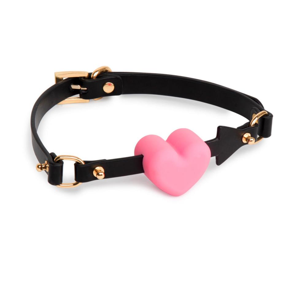 BDSM Heart Shaped Bondage Plug with Fetish Slave Deep Throat Silicone Opener Mouth Ball Gag - PJ033