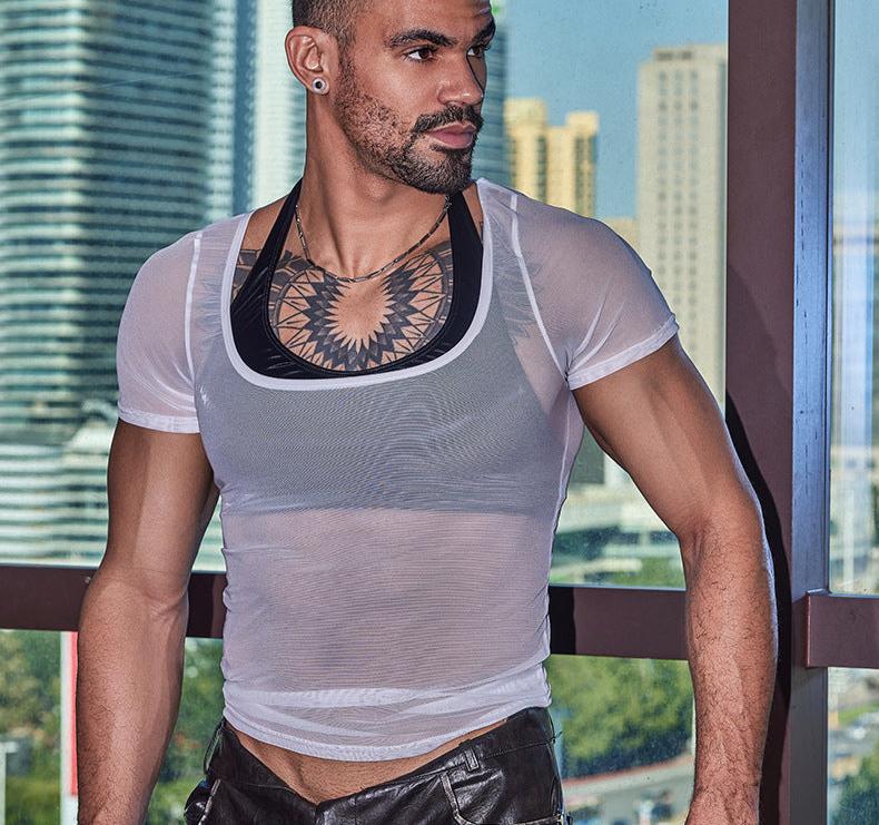 Men's Halter Neck Short Top Nightclub Sexy Lingerie - CT022 - YDressup