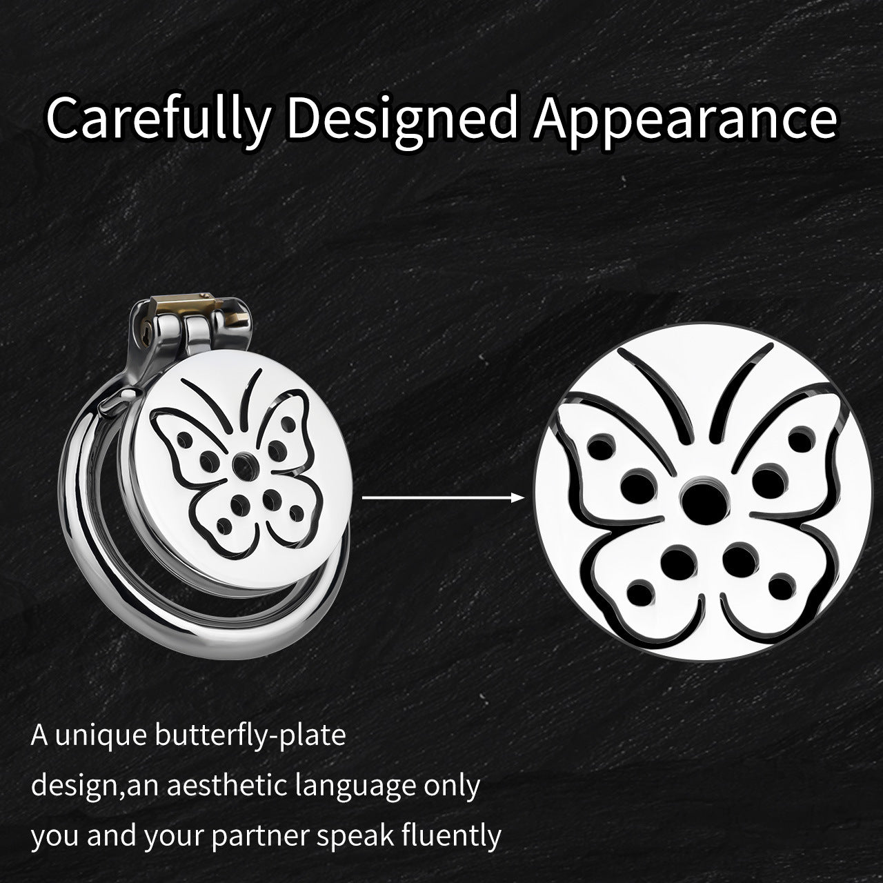 Steel Butterfly Inverted Chastity Cage with Urethral - YJS016