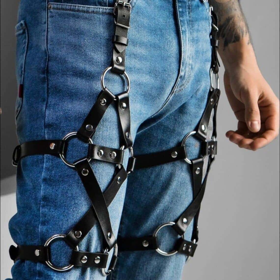 Leather Thigh Leg Garters Belt Harness Punk Body Cage - KB002