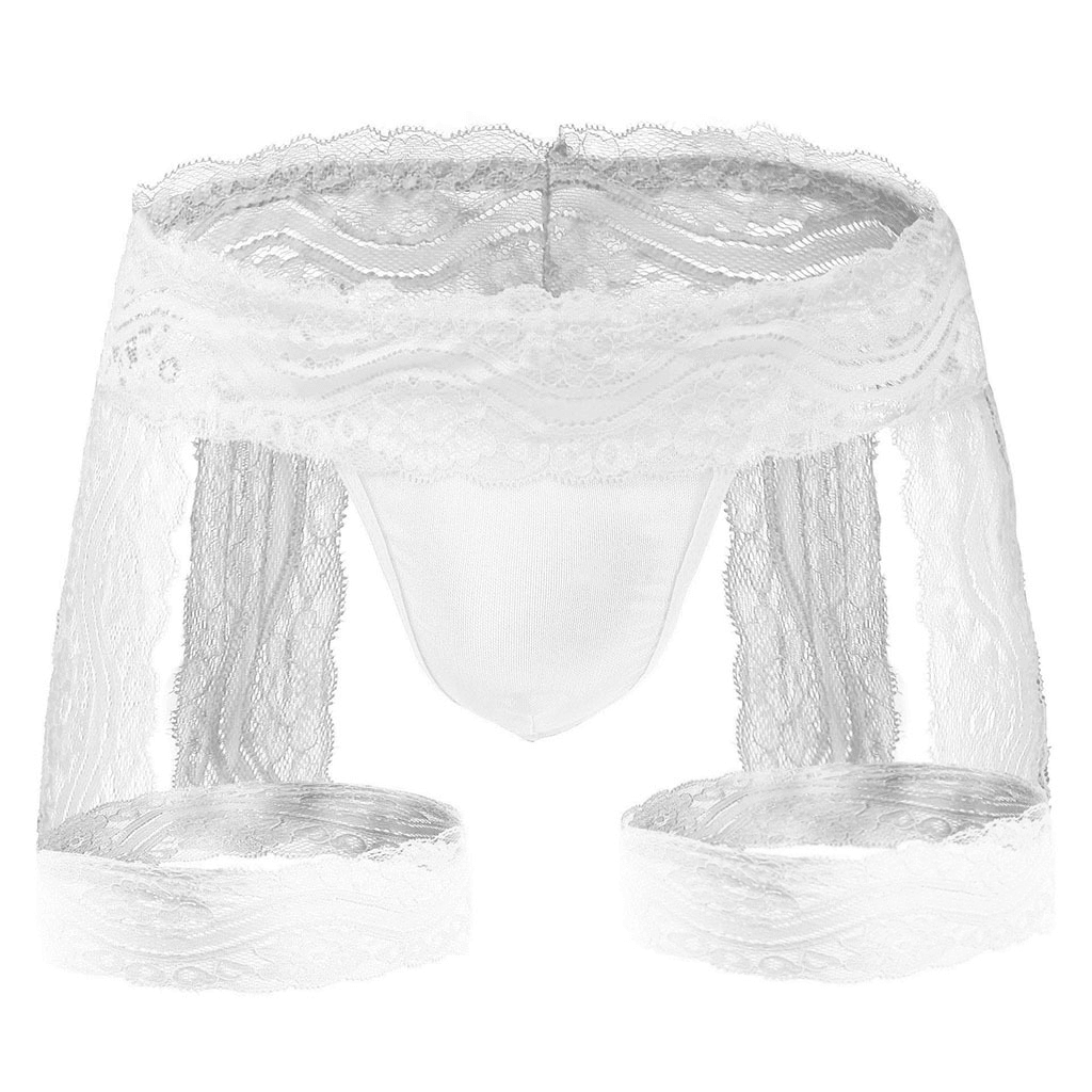 Men’s Sheer Lace Underwear Sexy See-Through Pouch Briefs - HDZ036