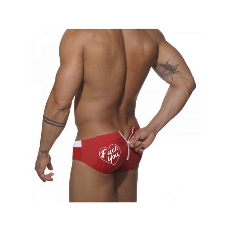 Back Zipper Letter Men's Swim Trunks - YK031 - YDressup