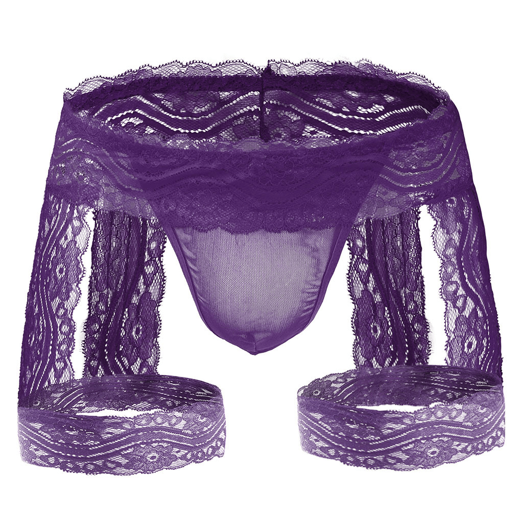 Men’s Sheer Lace Underwear Sexy See-Through Pouch Briefs - HDZ036