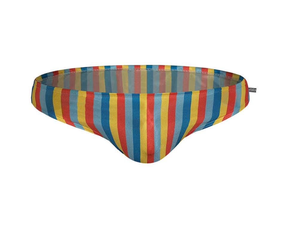Men's Aquatic Rhythms Striped Swim Briefs - YK019 - YDressup