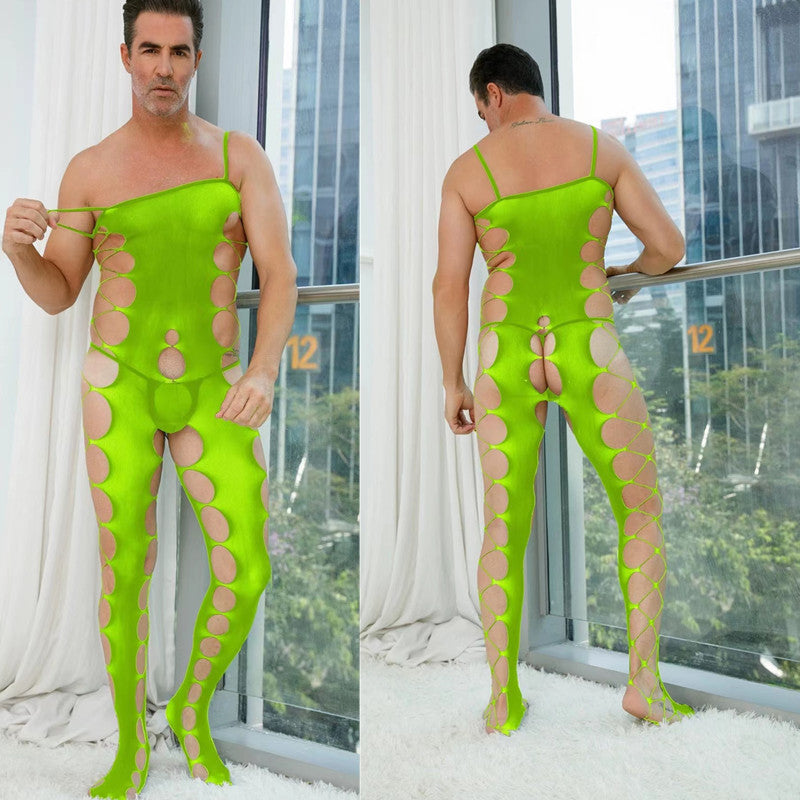 Men's Crotchless One-Piece Suspender Stockings - LTW020 - YDressup