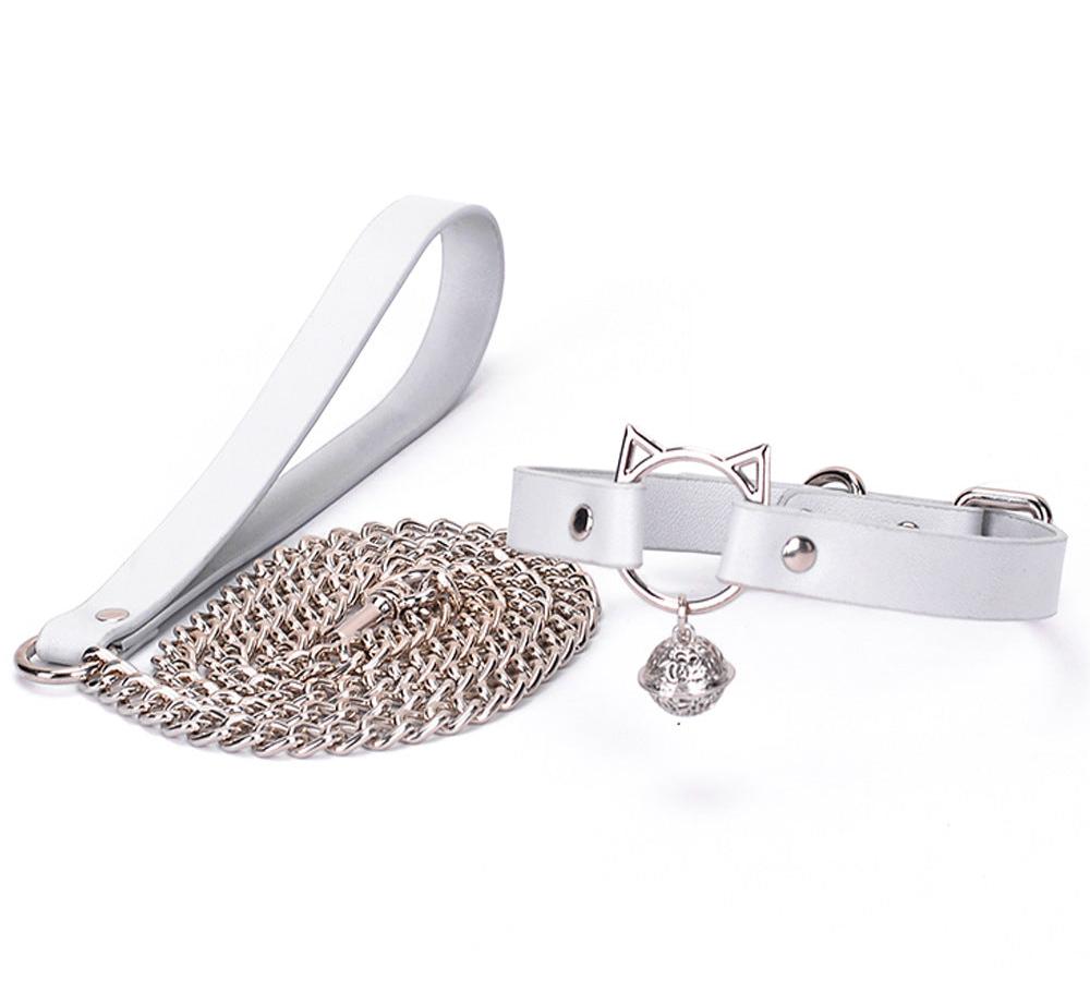 Adjustable PU Leather K9 BDSM Collar with Leash - PJ036
