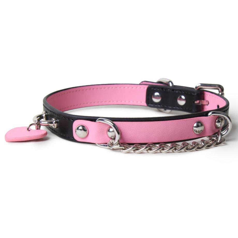Genuine Leather BDSM Collar with Leash - PJ010 - YDressup