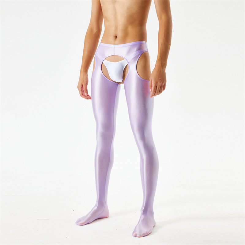 Unisex Glossy Smooth Hollow Out Crotchless Bodystocking Erotic Lingerie - CW001 - YDressup