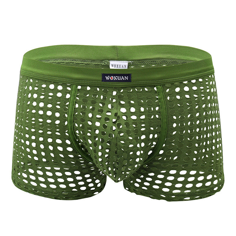 Sexy Underwear Mesh Breathable Boxer Briefs Soft Stretch Trunks - PJK025